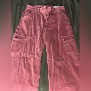 Pink cargo pants corduroy material size 8 American eagle